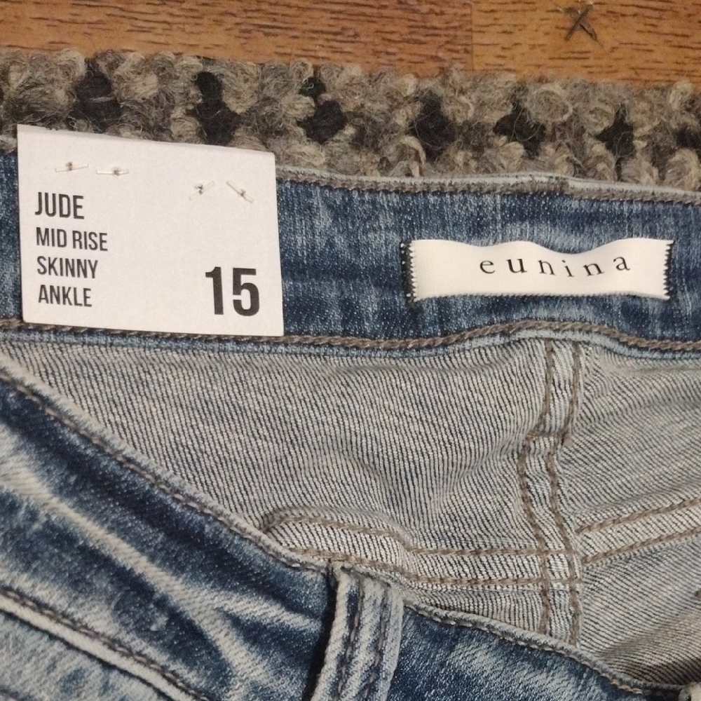 Eunina Distressed Skinny Jeans in Blue - Picture 3 of 13